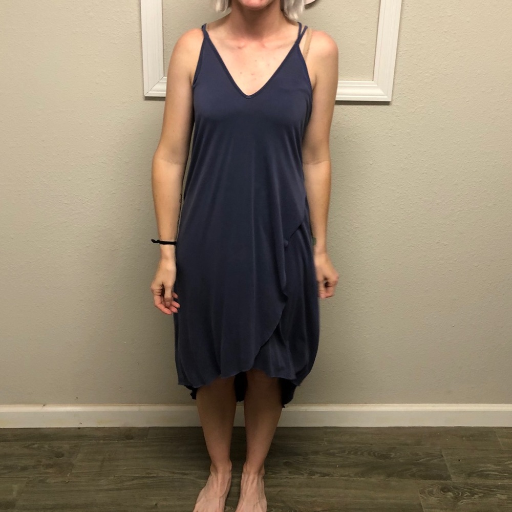 Dusty Blue High to Low Knee length dress